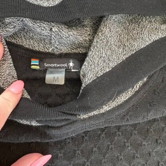 ** Smartwool Shadow Pine Hooded Sweater Color Block Wool Black Gray Medium - Picture 7 of 9